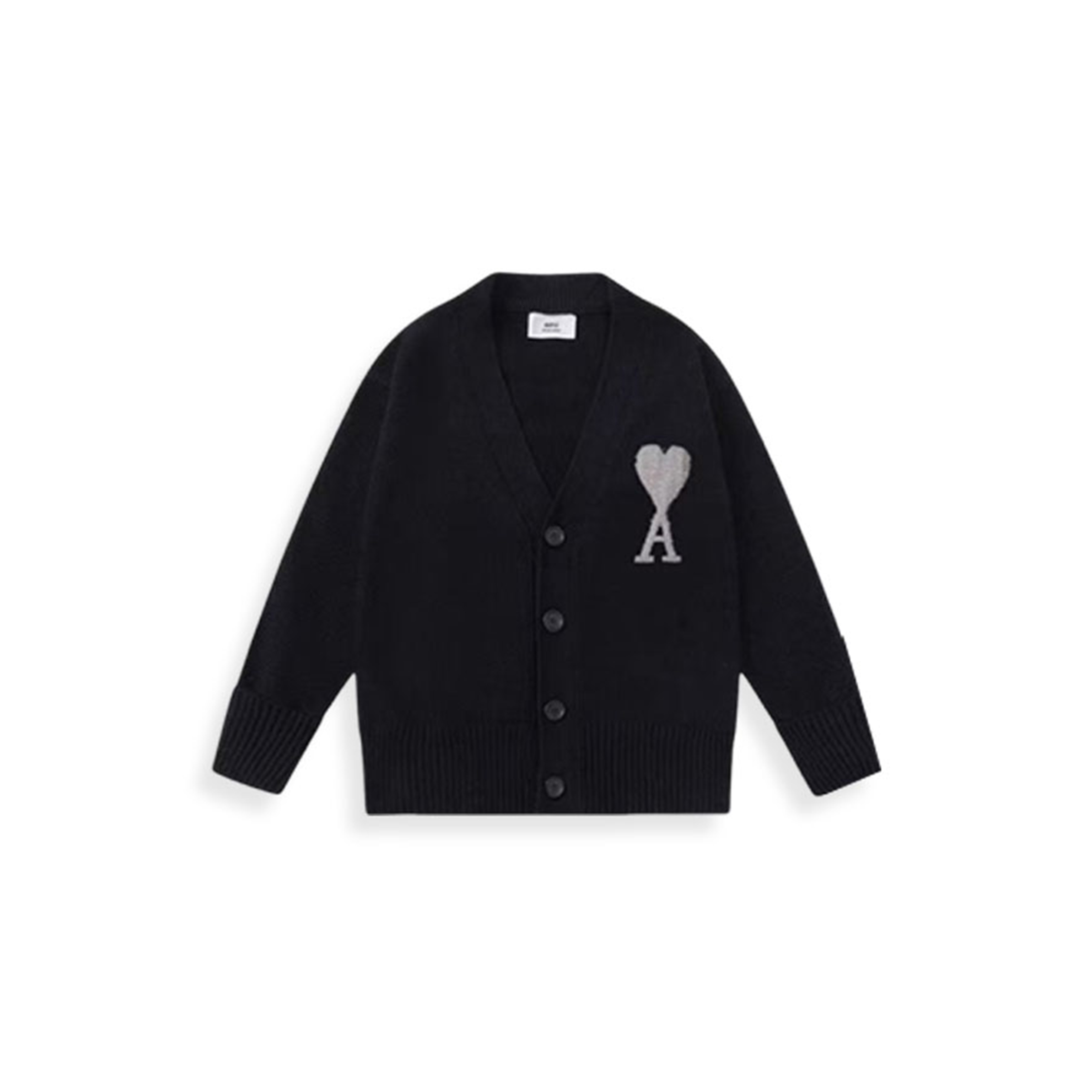 AMI DE CŒUR WOOL AND COTTON CARDIGAN IN BLACK 